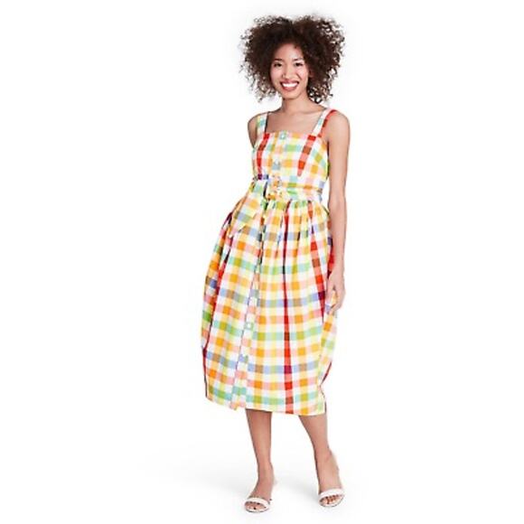 Christopher John Rogers for Target Plaid Wide Strap Tie Waist Dress Size 2 NWT - Picture 2 of 7